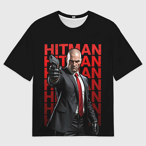Мужская футболка оверсайз Хитман с пистолетом / 3D-принт – фото 1