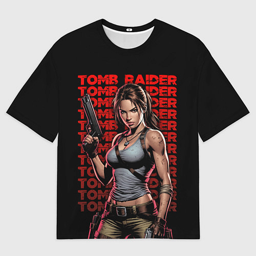 Мужская футболка оверсайз Лара с пушками в руках / 3D-принт – фото 1