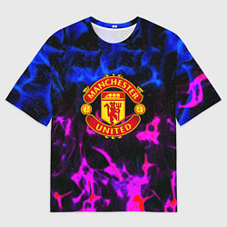 Мужская футболка оверсайз Манчестер Юнайтед огонь неон