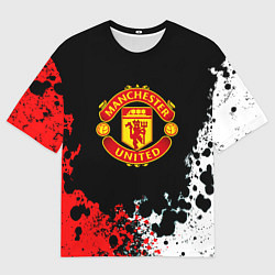 Мужская футболка оверсайз Манчестер Юнайтед краски абстрактные