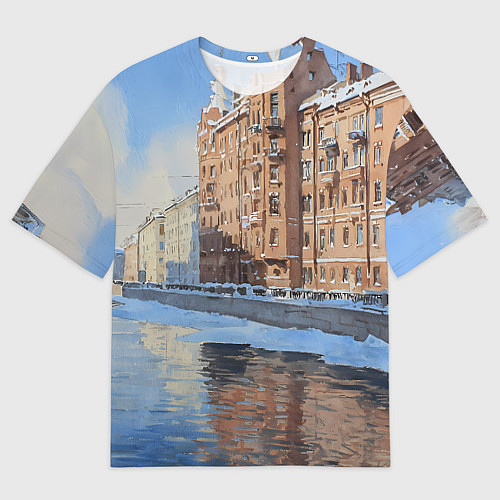 Мужская футболка оверсайз Зимний Санкт-Петербург / 3D-принт – фото 1