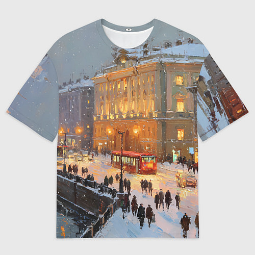 Мужская футболка оверсайз Предновогодний Санкт-Петербург / 3D-принт – фото 1