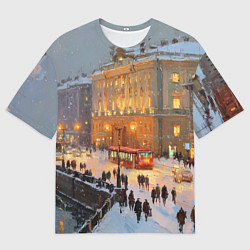 Мужская футболка оверсайз Предновогодний Санкт-Петербург
