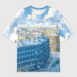 Мужская футболка оверсайз Зимний утренний Питер