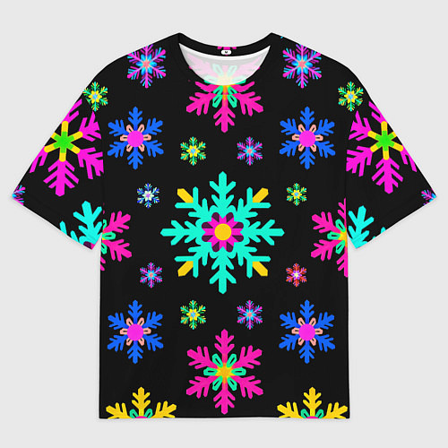 Мужская футболка оверсайз Снежинки ретро / 3D-принт – фото 1