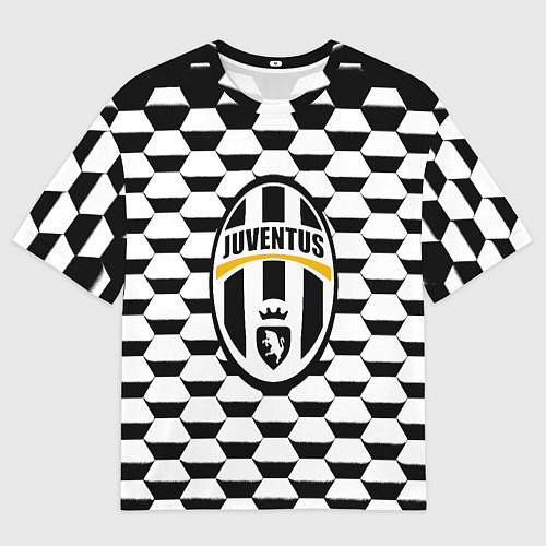 Мужская футболка оверсайз Juventus геометрия черно белая / 3D-принт – фото 1