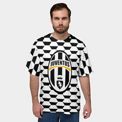 Футболка оверсайз мужская Juventus геометрия черно белая, цвет: 3D-принт — фото 2