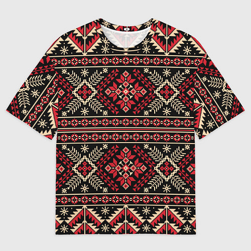 Мужская футболка оверсайз Этнический славянский орнамент / 3D-принт – фото 1