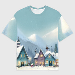 Футболка оверсайз мужская Новогодние дома, цвет: 3D-принт