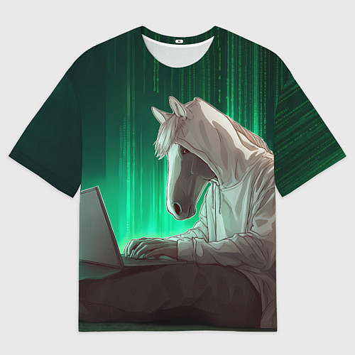 Мужская футболка оверсайз Хакер лошадь / 3D-принт – фото 1