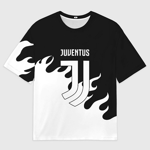 Мужская футболка оверсайз Ювентус огонь текстура / 3D-принт – фото 1