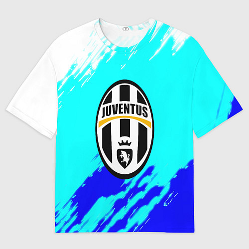 Мужская футболка оверсайз Ювентус краски штрихи текстура / 3D-принт – фото 1