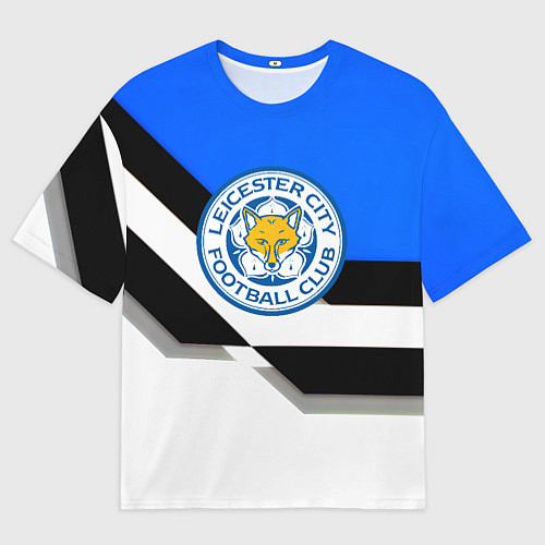 Мужская футболка оверсайз Лестер сити геометрия полосы / 3D-принт – фото 1