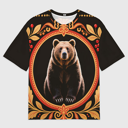 Мужская футболка оверсайз Медведь в орнаменте / 3D-принт – фото 1