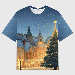 Футболка оверсайз мужская Новый год в старом городе, цвет: 3D-принт
