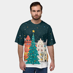 Футболка оверсайз мужская Новогодняя ночь в городе, цвет: 3D-принт — фото 2