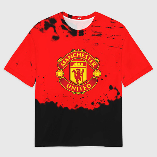 Мужская футболка оверсайз Манчестер Юнайтед краски брызги / 3D-принт – фото 1
