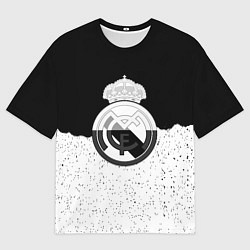 Мужская футболка оверсайз Реал Мадрид лого ночь текстура