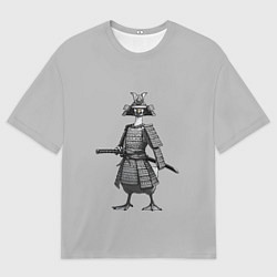 Мужская футболка оверсайз Гусь-самурай с катаной