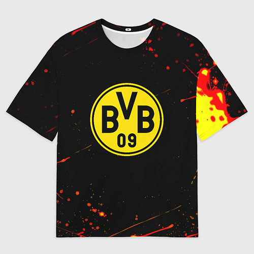 Мужская футболка оверсайз Боруссиа огненные краски текстура / 3D-принт – фото 1