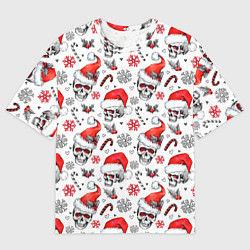 Мужская футболка оверсайз Новогодние черепа