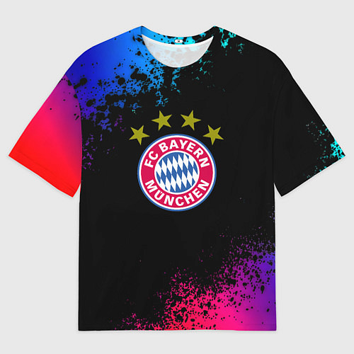 Мужская футболка оверсайз Бавария Мюнхен краски неон градиент / 3D-принт – фото 1