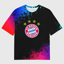 Мужская футболка оверсайз Бавария Мюнхен краски неон градиент