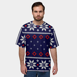 Футболка оверсайз мужская Вязаный новогодний узор, цвет: 3D-принт — фото 2