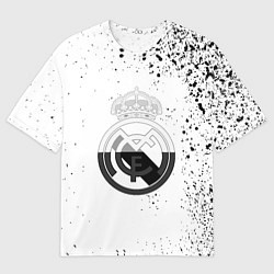 Мужская футболка оверсайз Реал Мадрид черно белые краски