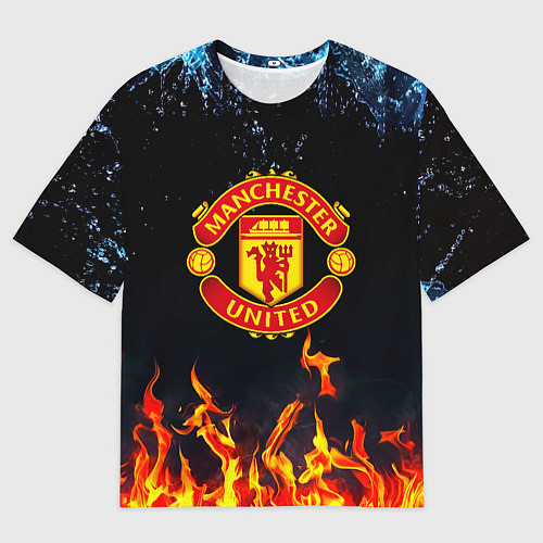 Мужская футболка оверсайз Манчестер Юнайтед лёд и огонь / 3D-принт – фото 1