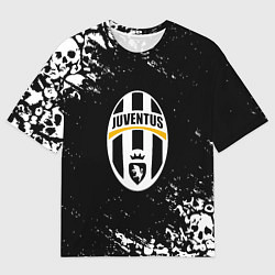 Мужская футболка оверсайз Ювентус черепа краски