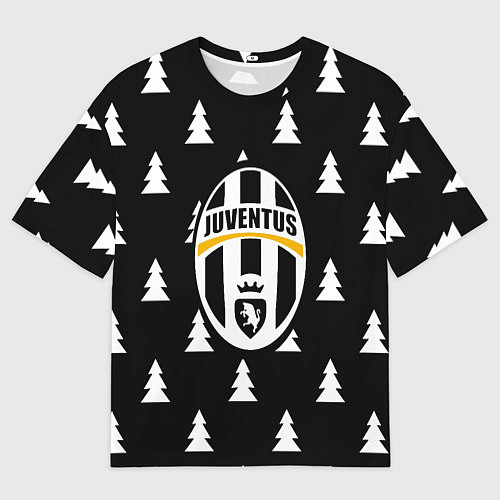 Мужская футболка оверсайз Ювентус ёлочки паттерн / 3D-принт – фото 1