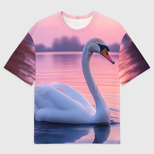 Мужская футболка оверсайз Лебединая элегия / 3D-принт – фото 1