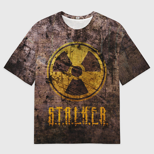Мужская футболка оверсайз Stalker - знак на ржавой поверхности / 3D-принт – фото 1