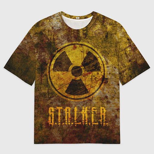 Мужская футболка оверсайз Сталкер - знак на ржавой поверхности / 3D-принт – фото 1