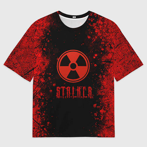 Мужская футболка оверсайз Stalker - красное на черном / 3D-принт – фото 1
