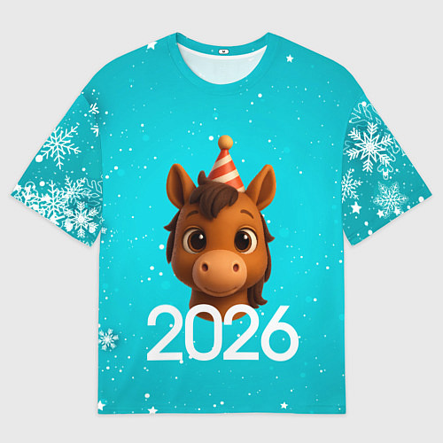 Мужская футболка оверсайз Голова лошадки / 3D-принт – фото 1