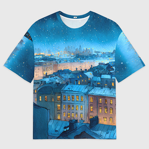 Мужская футболка оверсайз Крыши зимнего Питера / 3D-принт – фото 1