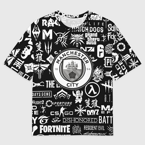 Мужская футболка оверсайз Манчестер сити логотипы игр / 3D-принт – фото 1