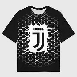 Футболка оверсайз мужская Juventus соты текстура краски, цвет: 3D-принт