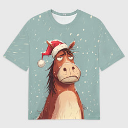 Футболка оверсайз мужская Недовольная лошадка, цвет: 3D-принт