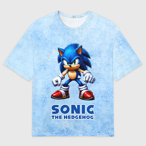 Мужская футболка оверсайз Sonic - синий ёж / 3D-принт – фото 1