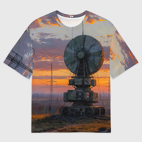 Мужская футболка оверсайз Радиоэфир на закате / 3D-принт – фото 1