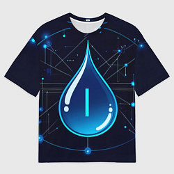 Футболка оверсайз мужская Киберкапля группа крови I, цвет: 3D-принт