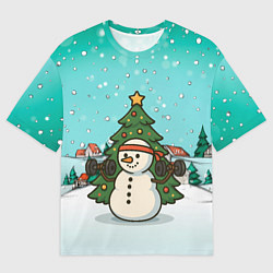 Мужская футболка оверсайз Снеговик - Новогодний Зож
