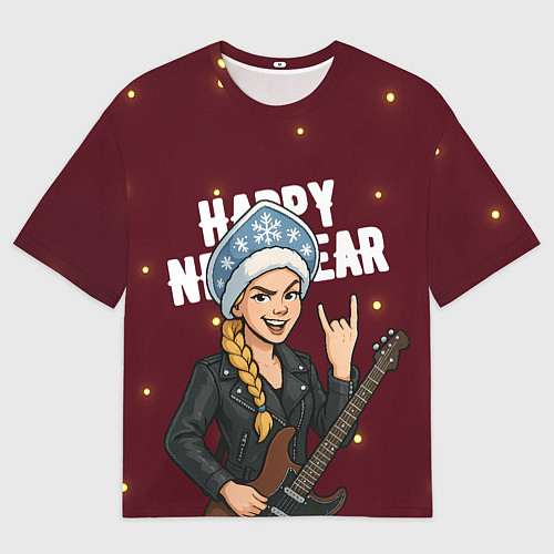 Мужская футболка оверсайз Снегурочка рокерша / 3D-принт – фото 1