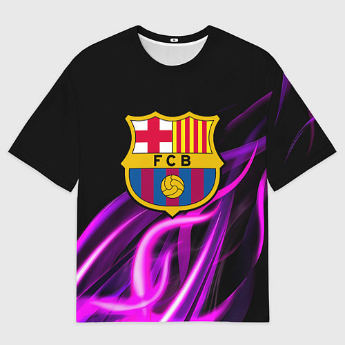 Мужская футболка оверсайз Барселона неоновый огонь текстура / 3D-принт – фото 1