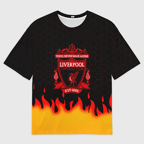 Мужская футболка оверсайз Liverpool огонь спорт / 3D-принт – фото 1