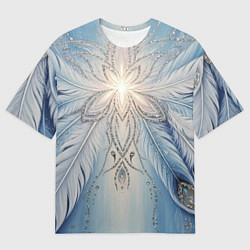 Футболка оверсайз мужская Ледяной перьевой орнамент со светом, цвет: 3D-принт