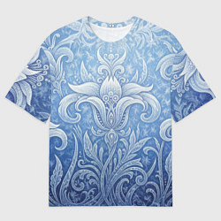 Футболка оверсайз мужская Ледяной цветочный орнамент, цвет: 3D-принт